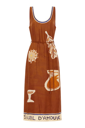 SOLEIL D'AMOUR SILK MIDI DRESS