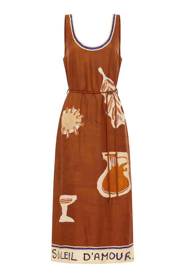 SOLEIL D'AMOUR SILK MIDI DRESS