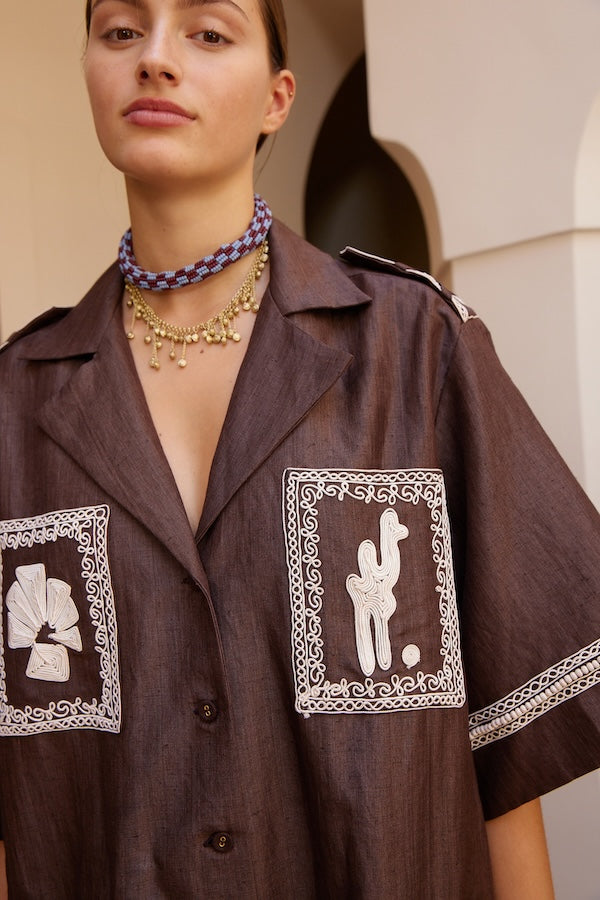 LEANDRA CORDED RELAXED SHIRTDRESS