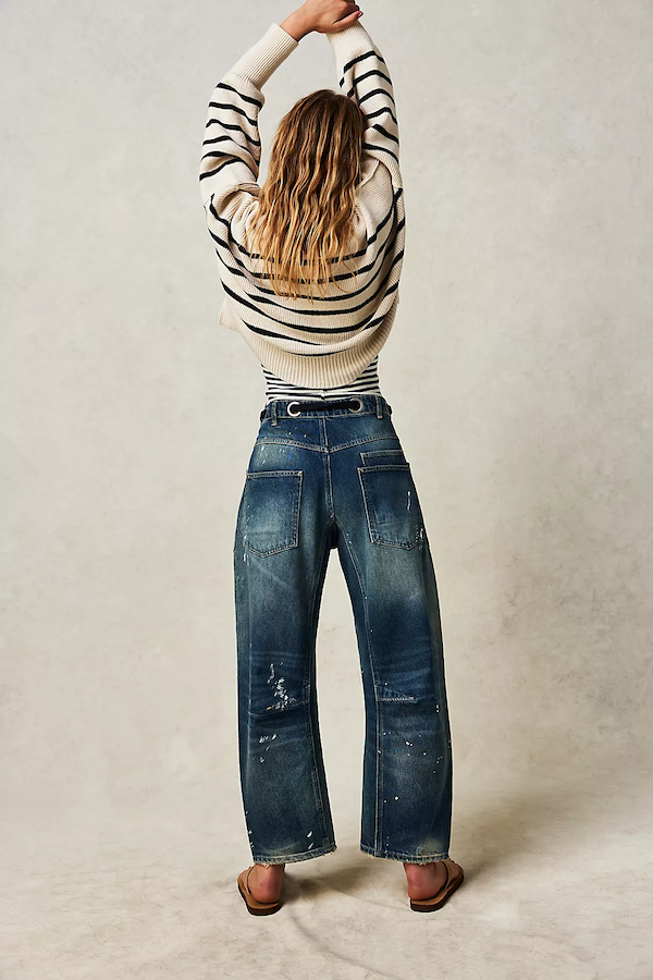 MOXIE PULL-ON BARREL JEANS - TIMELESS BLUE