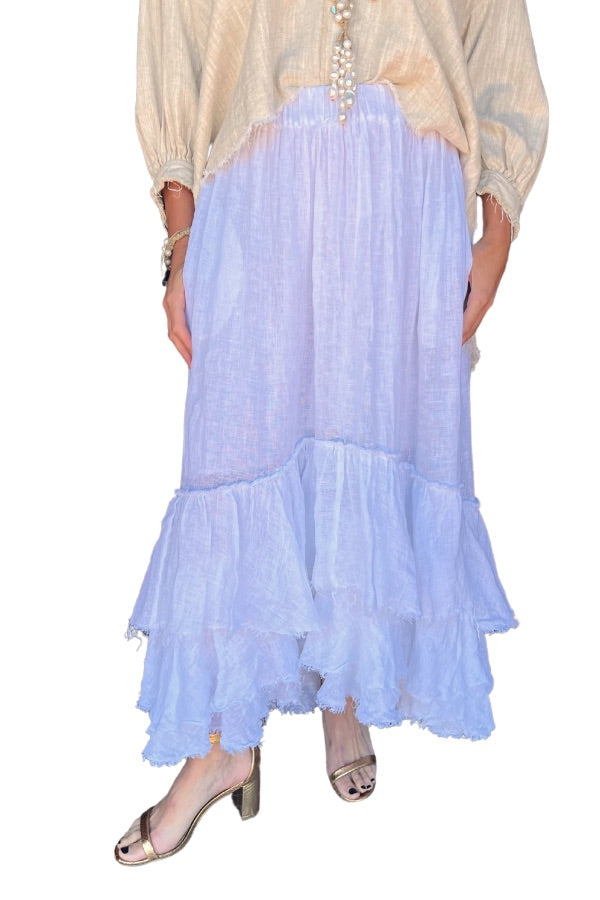 SWAN SKIRT LINEN GAUZE WHITE