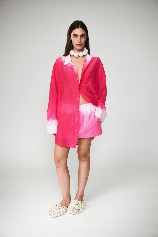 SILK COTTON COOL SHIRT - CHERRY