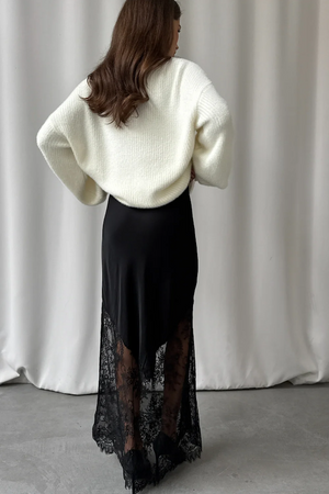 SOLENE LACE SKIRT - BLACK