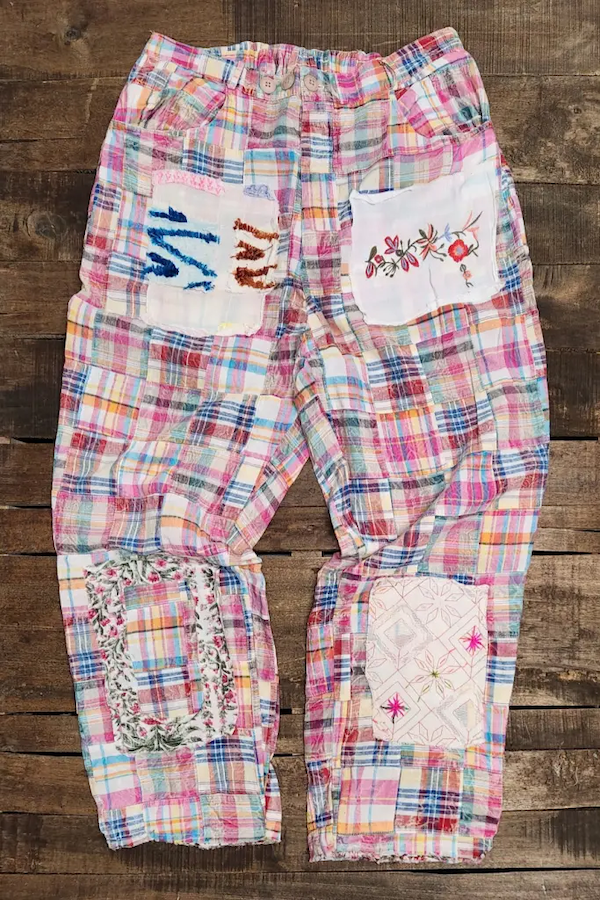 TRAVELING ON PANTS - BLUE/PINK PLAID