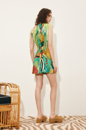 MOKSHINI BEADED FRINGE MINI DRESS