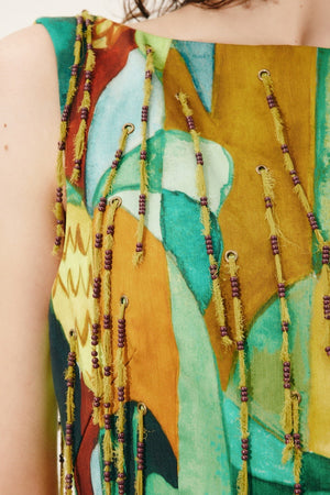 MOKSHINI BEADED FRINGE MINI DRESS