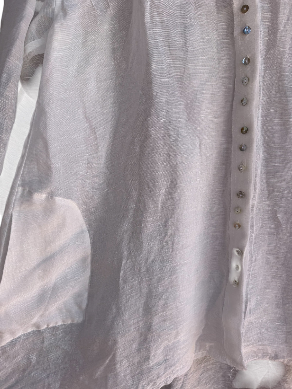 AMANO SILK/LINEN GAUZE PIN TUCK SHIRT - WHITE