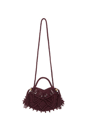 MACRAME CRESCENT BAG BORDEAUX
