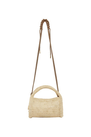 SUNLIT RAFFIA MINI BARREL BAG
