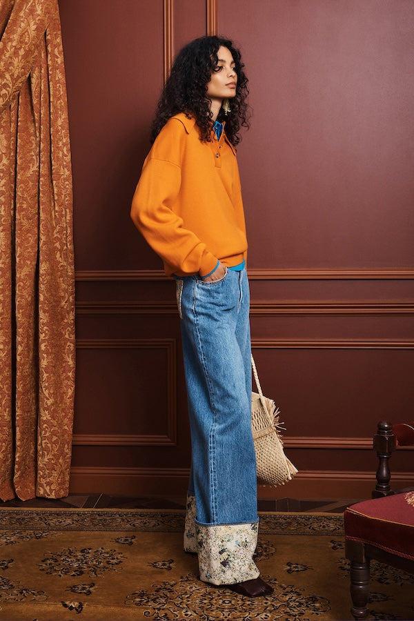 CLAUDIA TANGERINE KNIT POLO