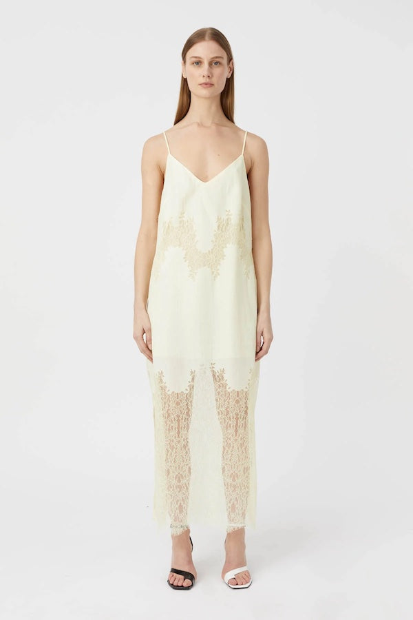 FILIGREE LACE MAXI DRESS - LEMON