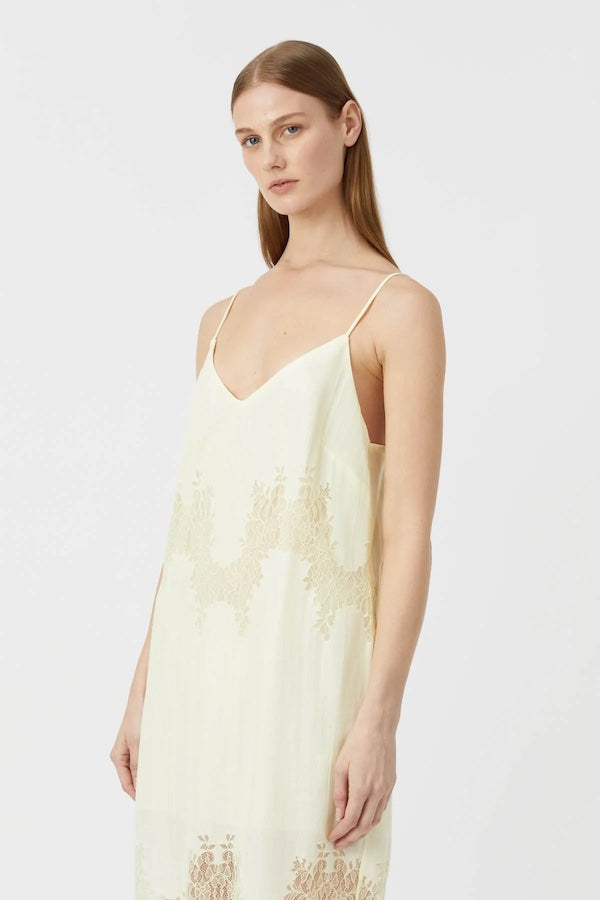 FILIGREE LACE MAXI DRESS - LEMON