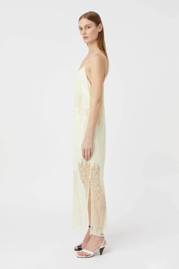 FILIGREE LACE MAXI DRESS - LEMON