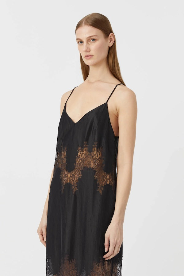 FILIGREE LACE MAXI DRESS - BLACK