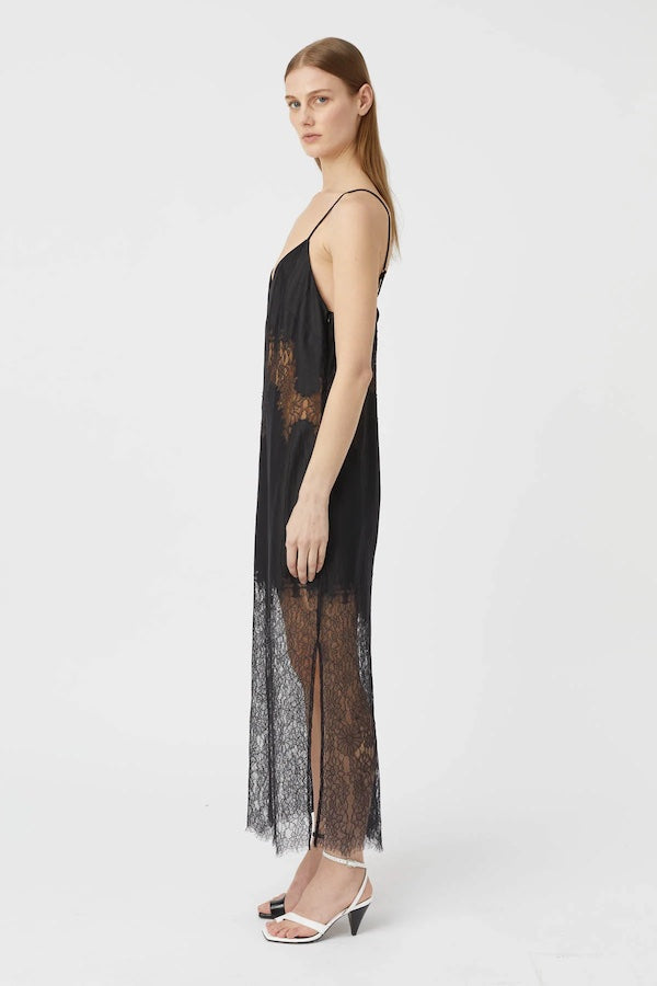 FILIGREE LACE MAXI DRESS - BLACK