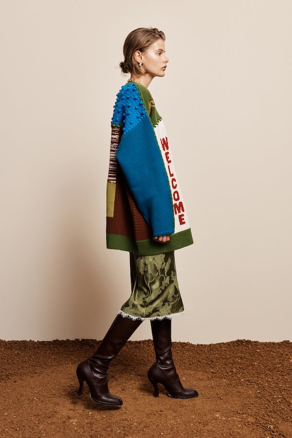 LASSO PATCHWORK KNIT CARDIGAN