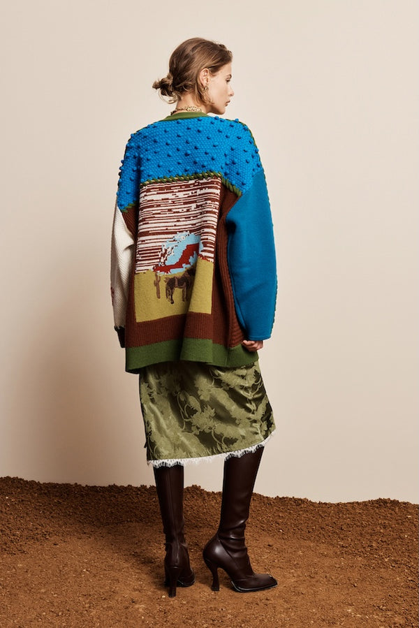 LASSO PATCHWORK KNIT CARDIGAN
