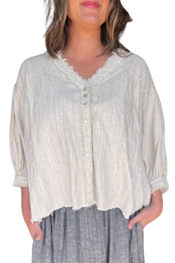 AMANO BY LORENA LANG - Natural Pintuck Shirt