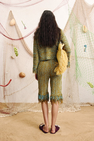 NIEVE SEQUIN CARDIGAN - KHAKI