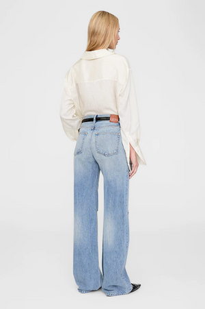 BRIDGET SHIRT - IVORY AND BLACK PINSTRIPE