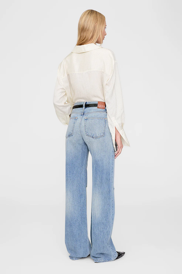 BRIDGET SHIRT - IVORY AND BLACK PINSTRIPE