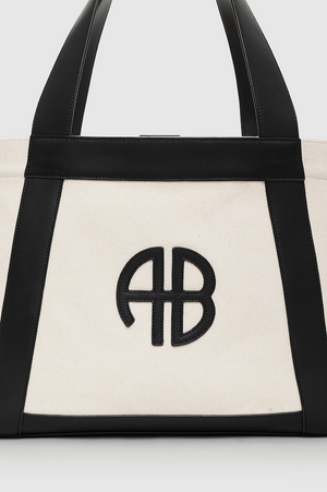 CARA TOTE -NATURAL CANVAS WITH BLACK
