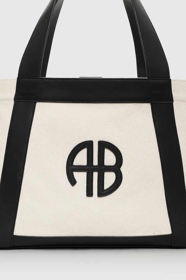 CARA TOTE -NATURAL CANVAS WITH BLACK