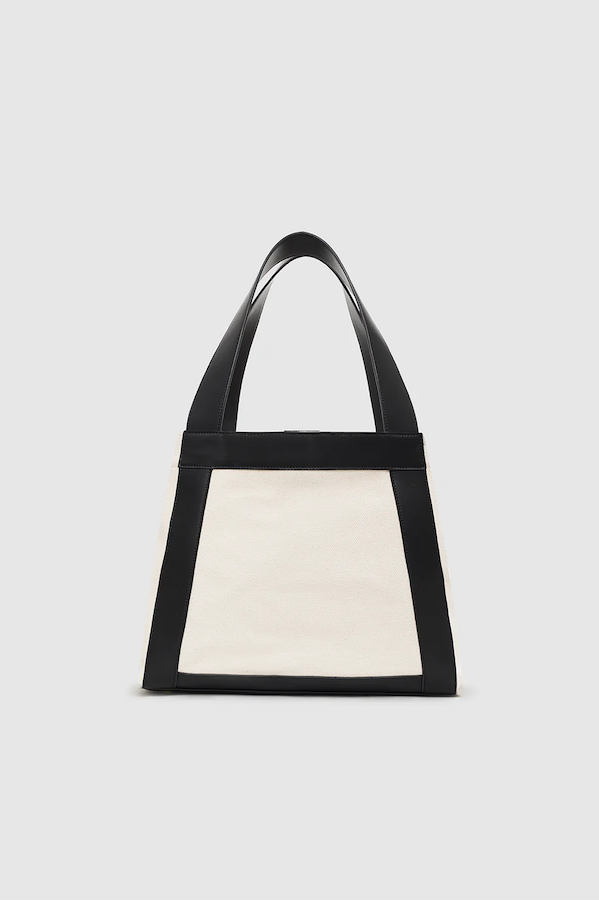 CARA TOTE -NATURAL CANVAS WITH BLACK