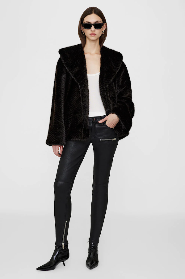 HILARY JACKET - BLACK AND BROWN