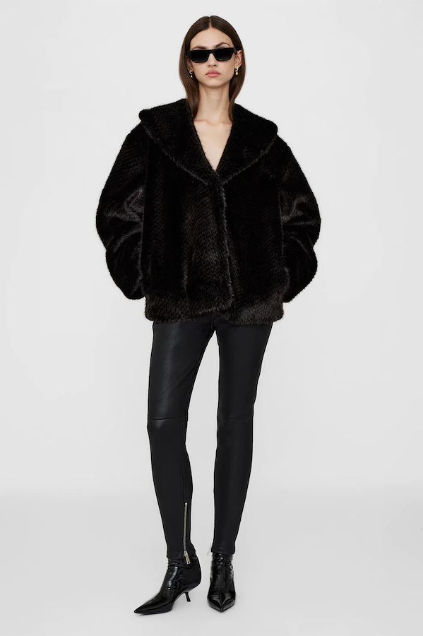 HILARY JACKET - BLACK AND BROWN