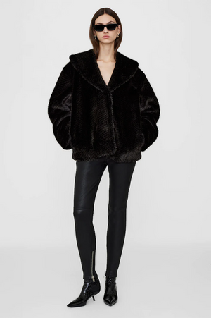 HILARY JACKET - BLACK AND BROWN