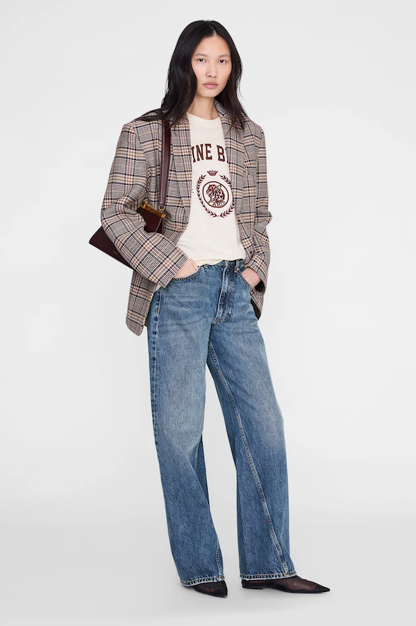 QUINN BLAZER - BEIGE AND NAVY CHECKS