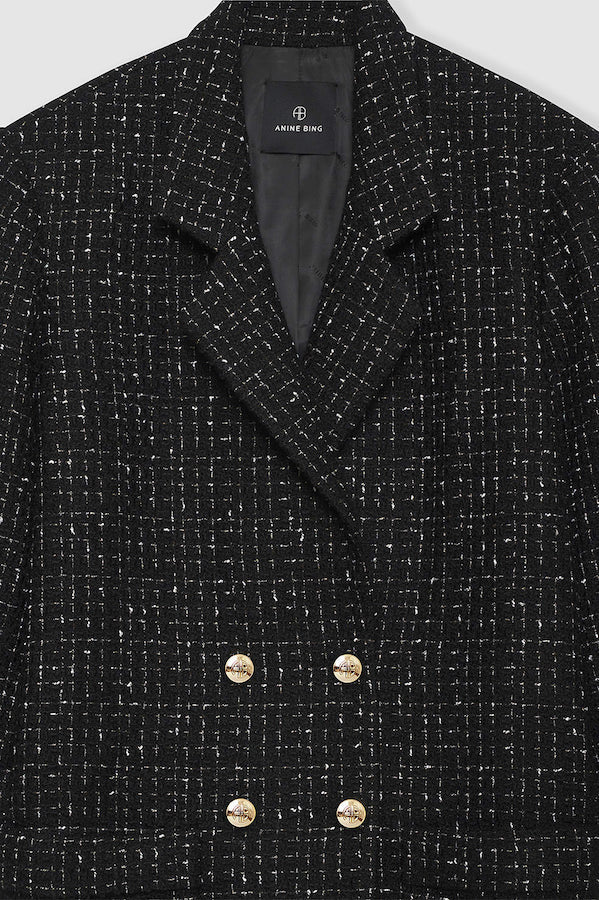 KATHARINE DRESS - BLACK AND WHITE TWEED