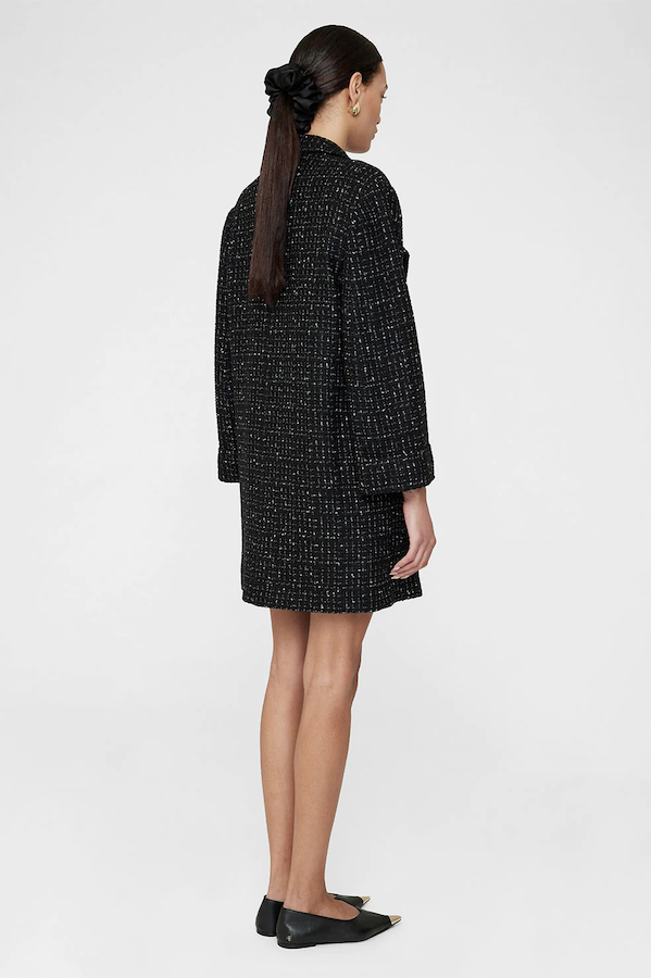 KATHARINE DRESS - BLACK AND WHITE TWEED