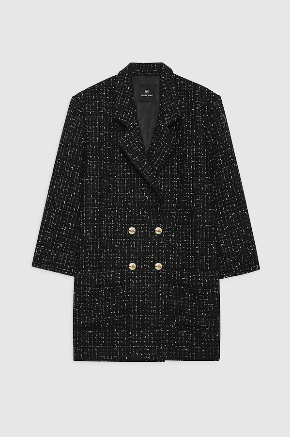 KATHARINE DRESS - BLACK AND WHITE TWEED
