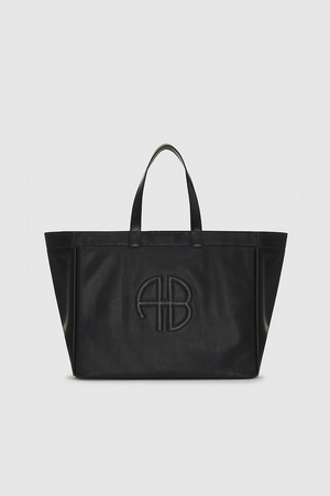 LARGE RIO TOTE - BLACK RECYCLED LEATHER