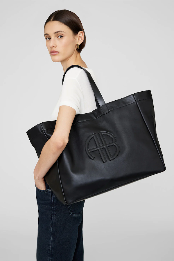 LARGE RIO TOTE - BLACK RECYCLED LEATHER