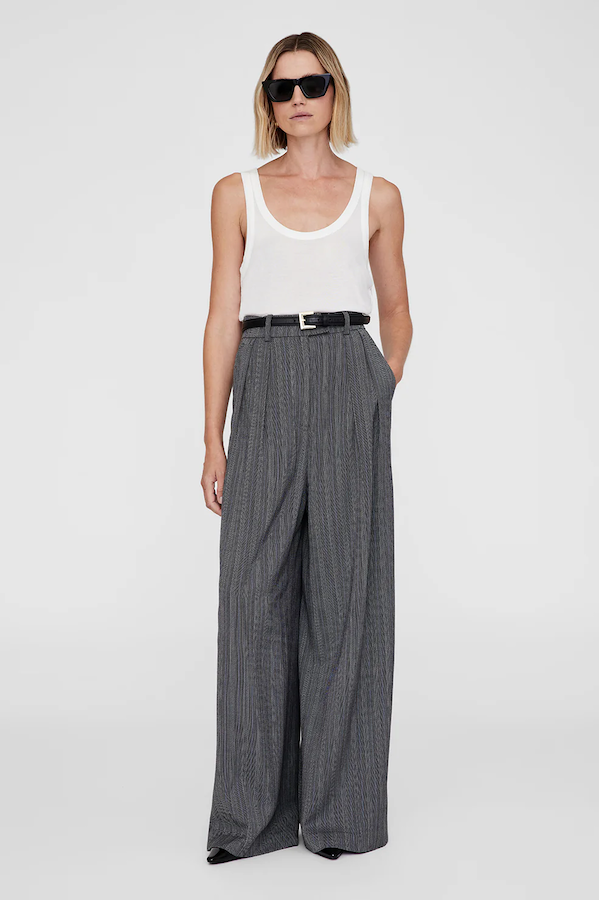 LOU TROUSER - BLACK AND GREY STRIPE