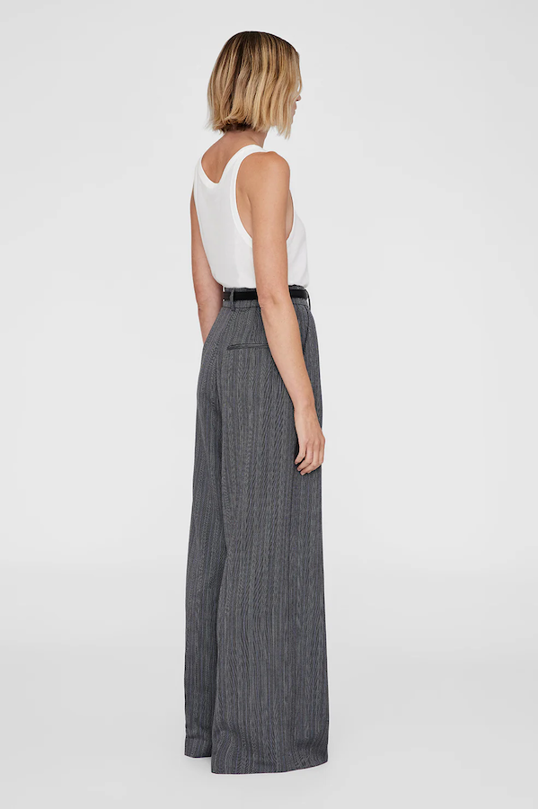 LOU TROUSER - BLACK AND GREY STRIPE