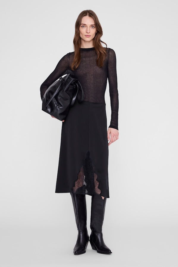 MALOU SKIRT - BLACK AND BLACK LACE