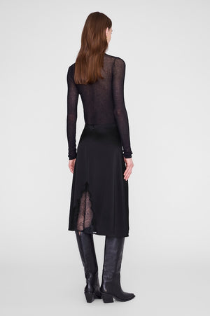 MALOU SKIRT - BLACK AND BLACK LACE
