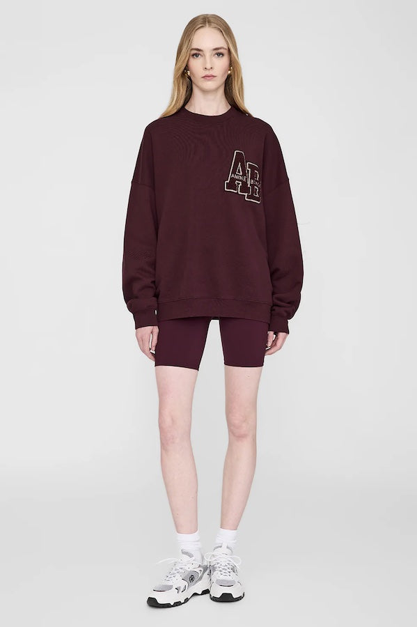 MILES OVERSIZED SWEATSHIRT LETTERMAN - DARK BURGUNDY