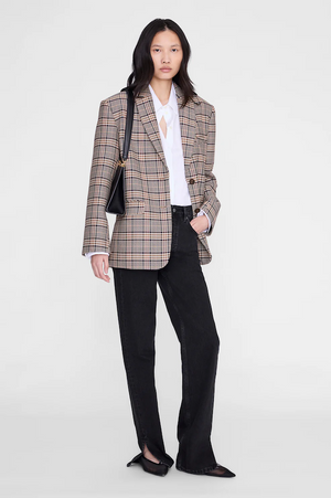 QUINN BLAZER - BEIGE AND NAVY CHECKS
