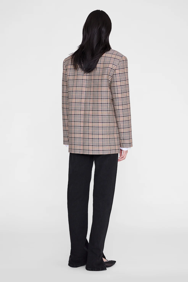 QUINN BLAZER - BEIGE AND NAVY CHECKS