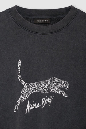 SPENCER SWEATSHIRT SPOTTED LEOPARD - WASHED BLACK