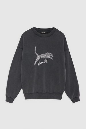 SPENCER SWEATSHIRT SPOTTED LEOPARD - WASHED BLACK