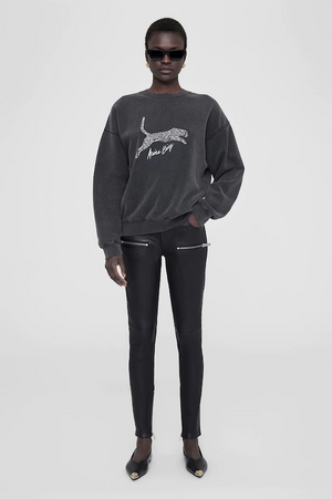 SPENCER SWEATSHIRT SPOTTED LEOPARD - WASHED BLACK