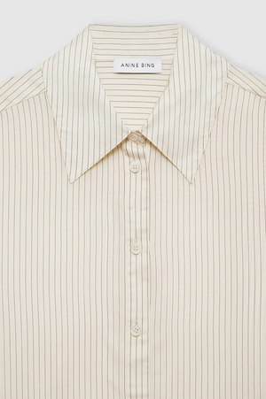 BRIDGET SHIRT - IVORY AND BLACK PINSTRIPE