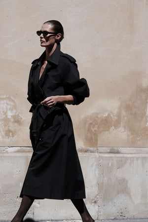 PASCALE MAXI TRENCH - BLACK