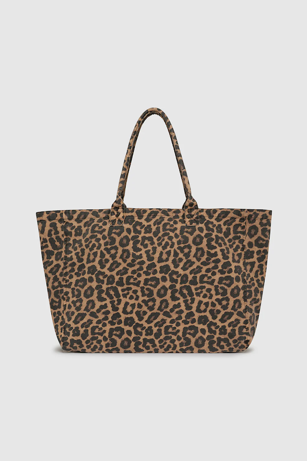 LEO CANVAS TOTE - BLACK AND BROWN LEOPARD